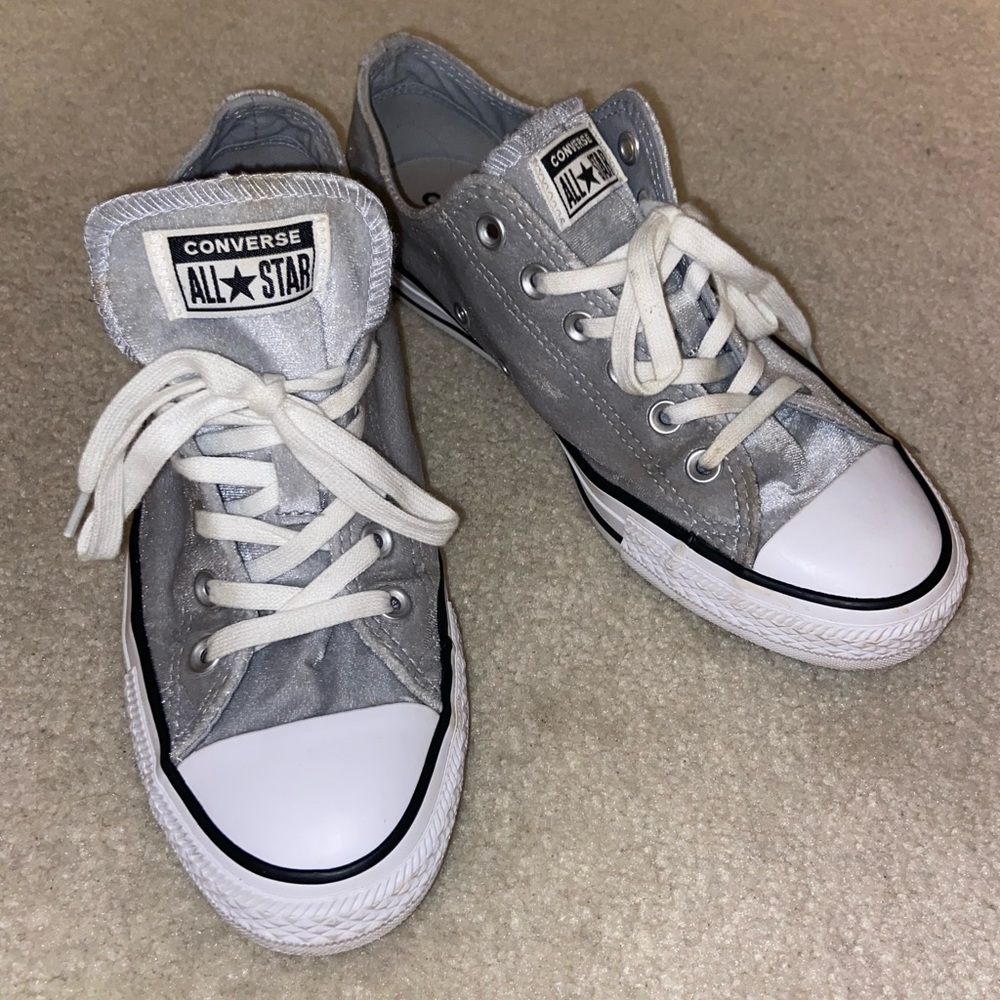 Grey Velvet Low Top Converse